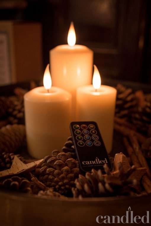 remote control and candles