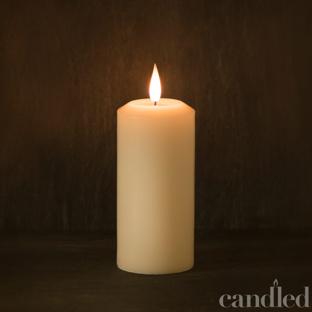 Real Wax Pillar LED Candle 6" x 3" Diameter - Candled Ltd