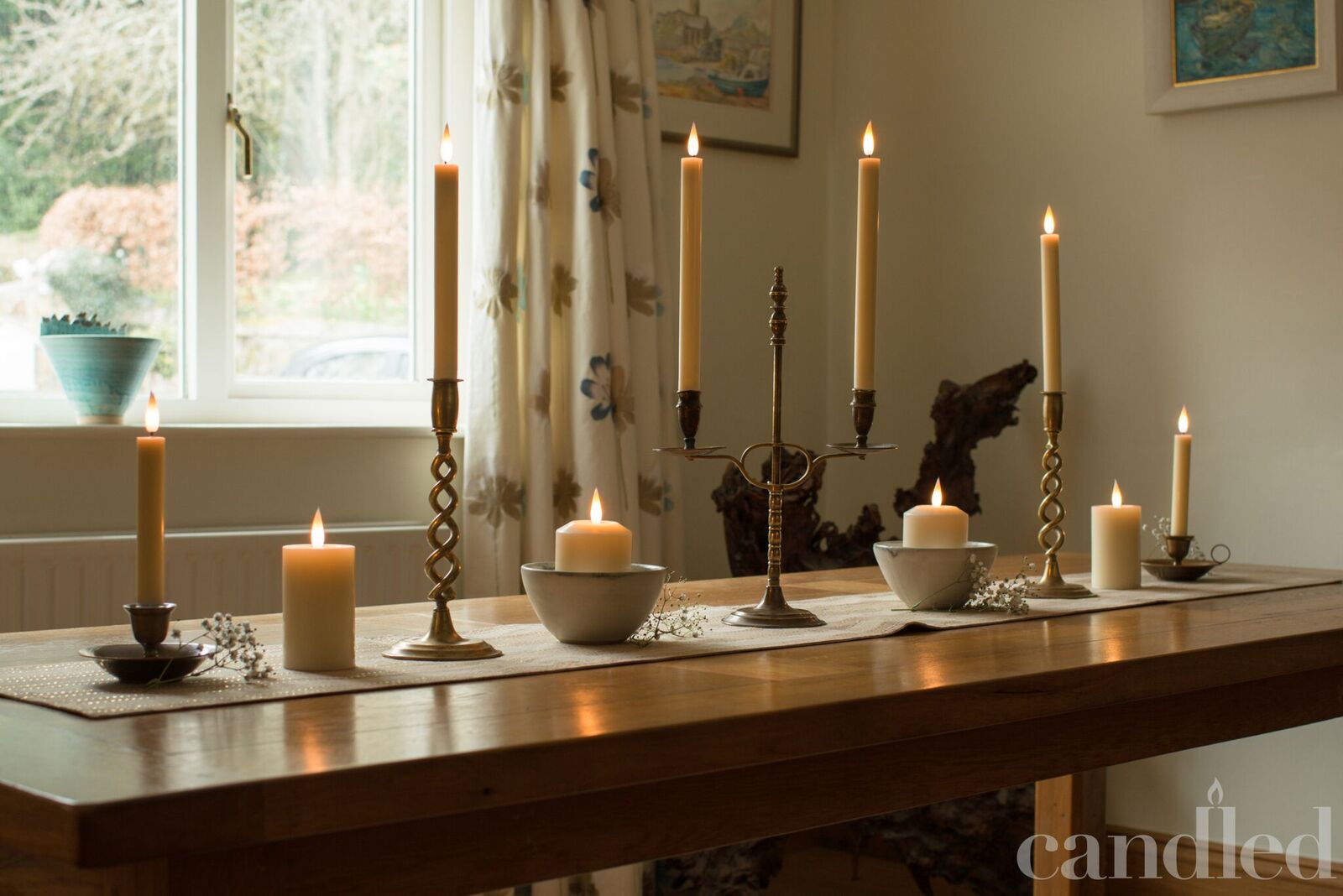 LED CANDLES ON A TABLE